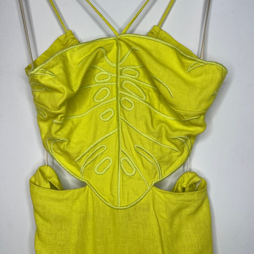 Farm Rio Monstera Linen Midi Dress Size Large - Picture 4 of 9